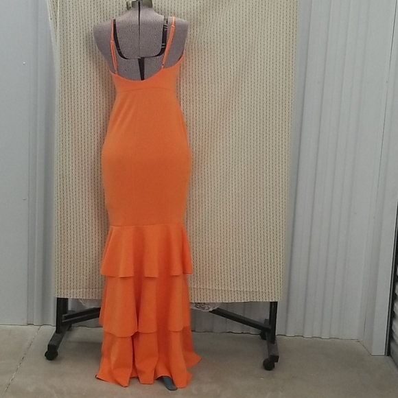 Asos Orange Ruffled Spaghetti strapped Dress - Picture 2 of 9